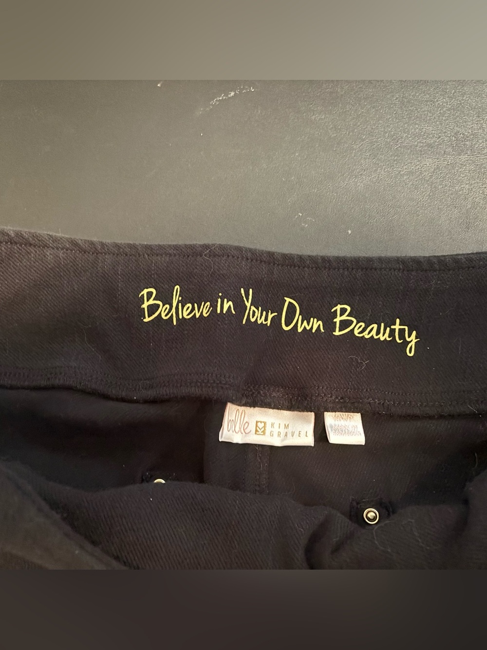 Black Believe In Your Own Beauty Waistband Belle Jeans by Kim Gravel 18WP